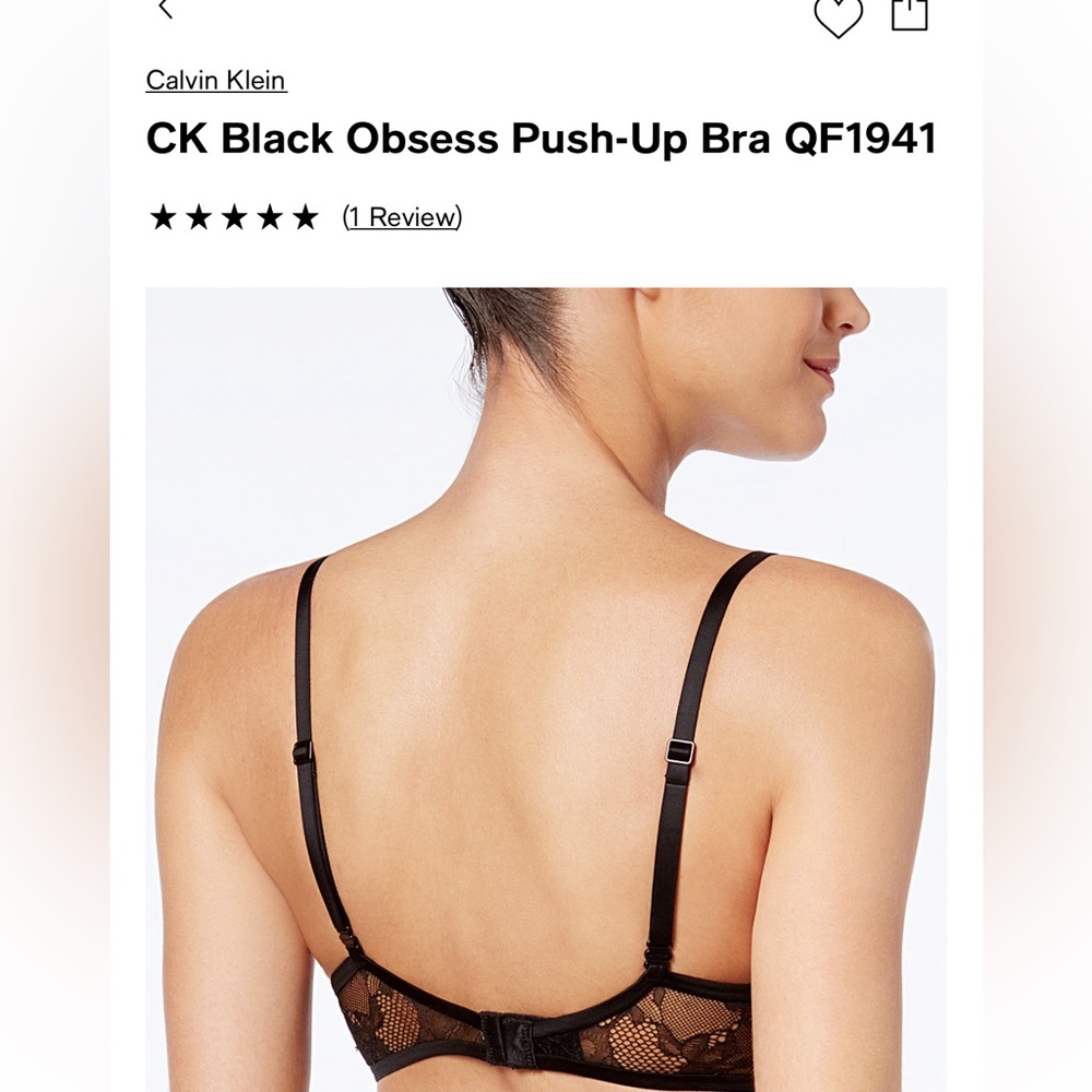 Calvin Klein QF1941 Black Obsess Push Up Bra Black - Picture 2 of 6